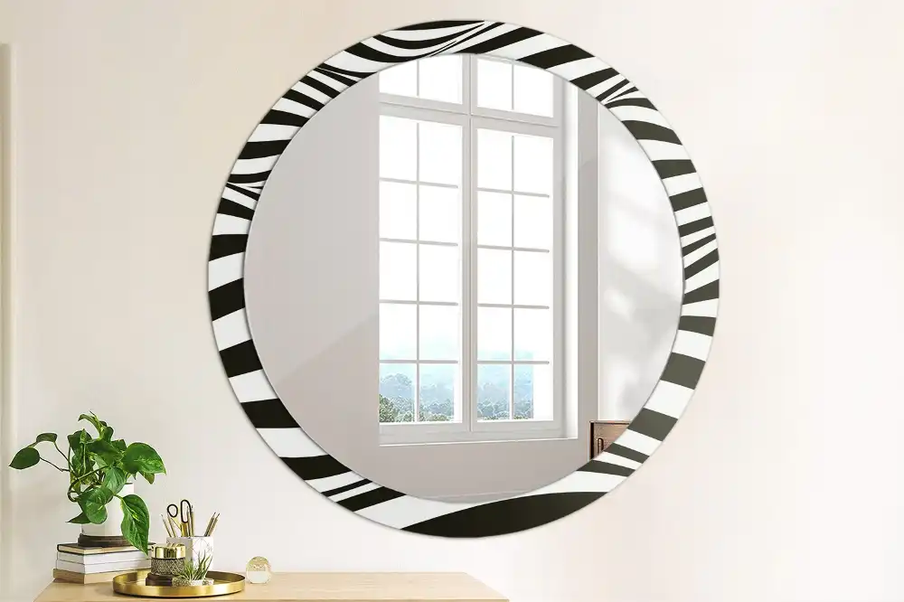 Round wall mirror decor Abstract wave