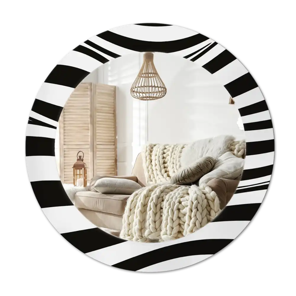 Round wall mirror decor Abstract wave