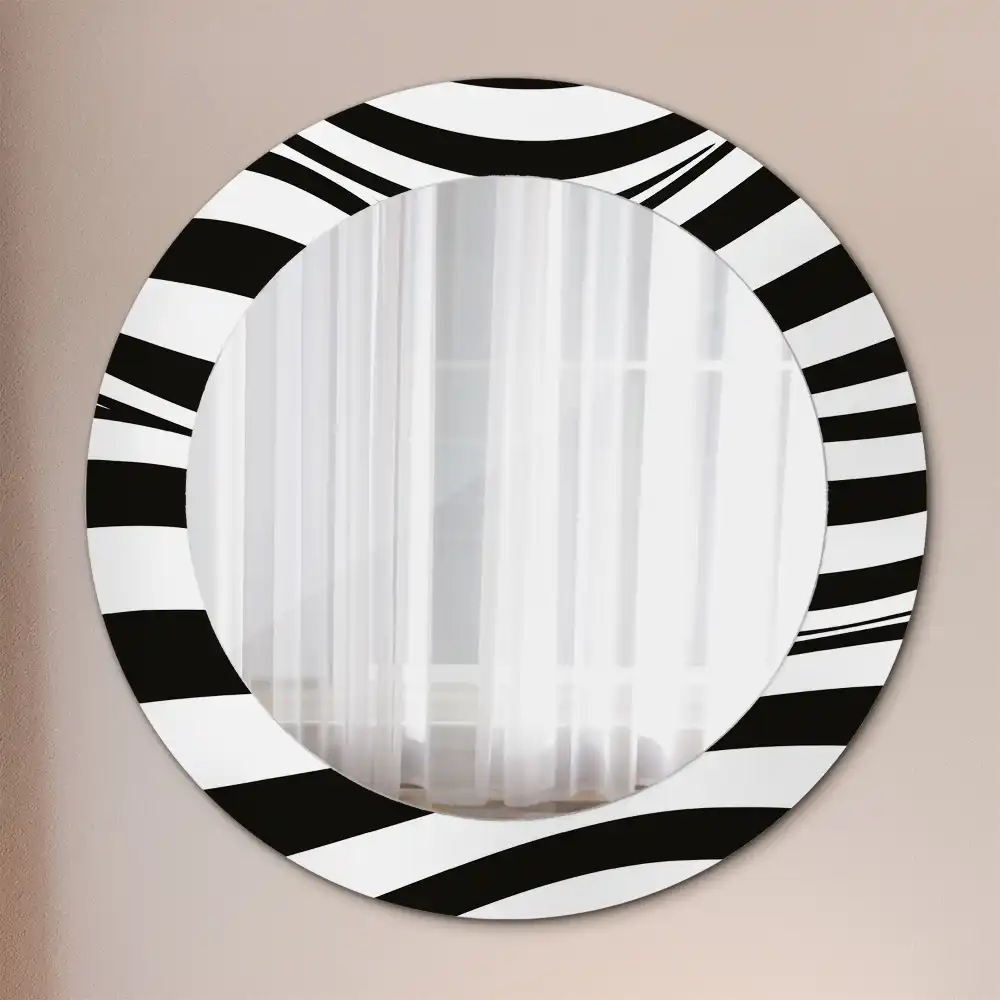 Round wall mirror decor Abstract wave