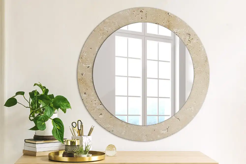 Round decorative mirror Stone imitation