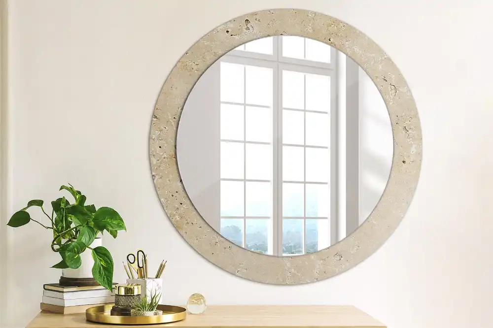 Round decorative mirror Stone imitation