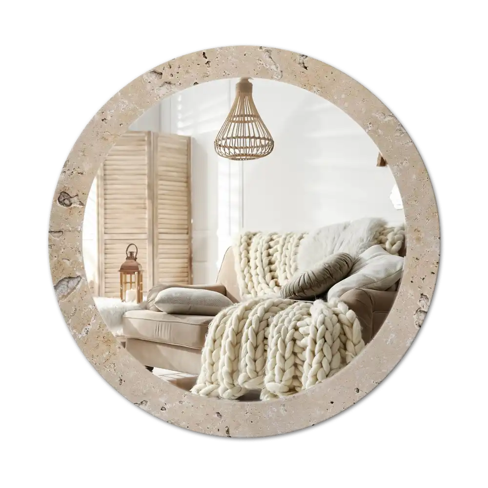 Round decorative mirror Stone imitation