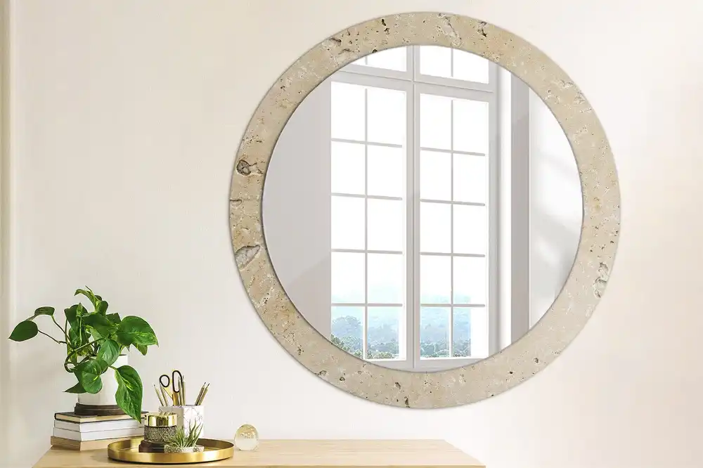 Round decorative mirror Stone imitation