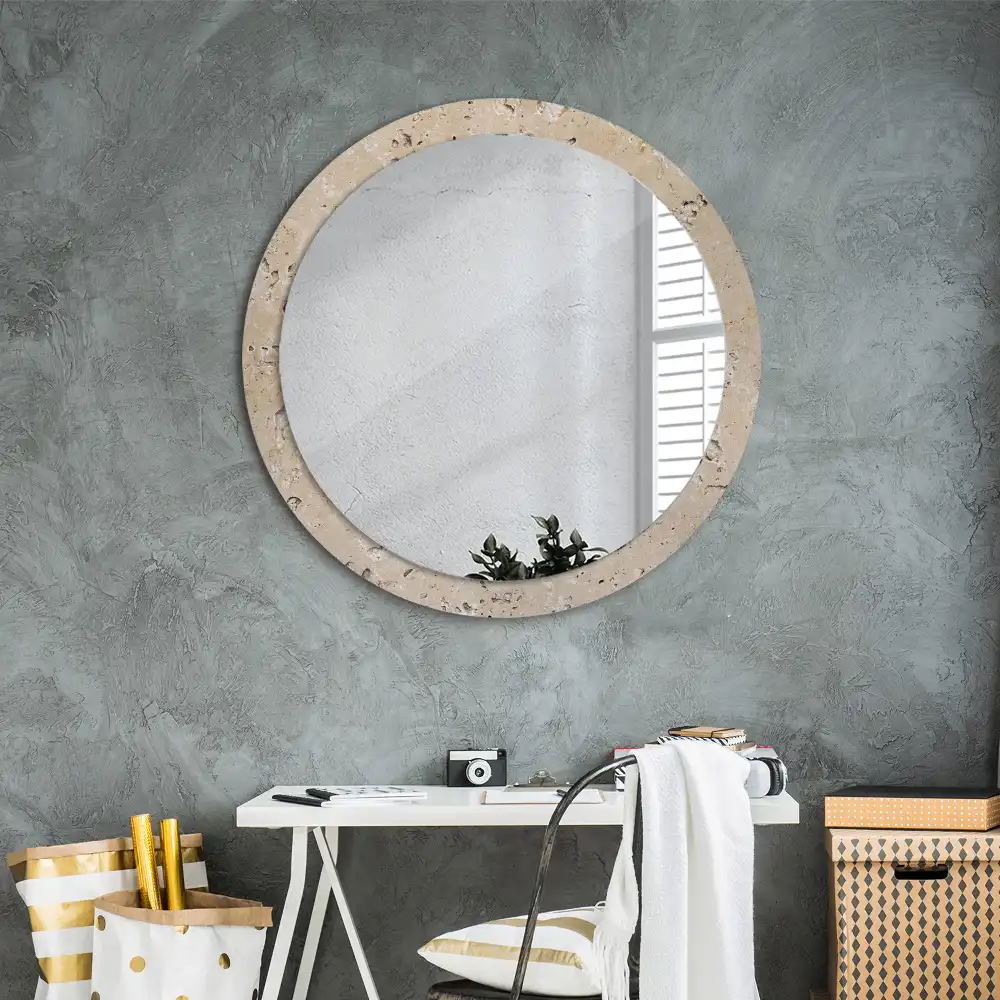 Round decorative mirror Stone imitation