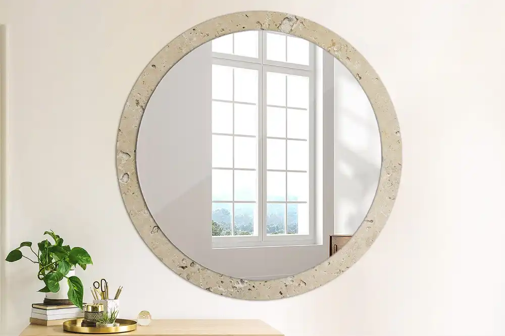 Round decorative mirror Stone imitation