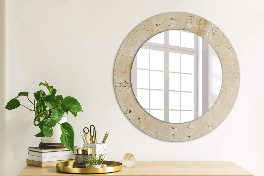 Round decorative mirror Stone imitation