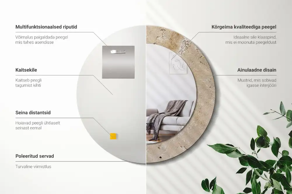 Round decorative mirror Stone imitation