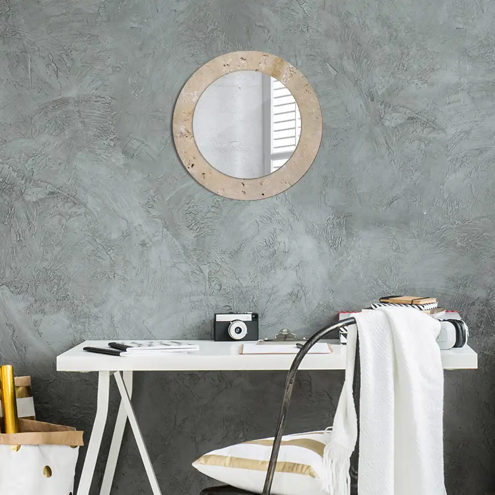 Round decorative mirror Stone imitation
