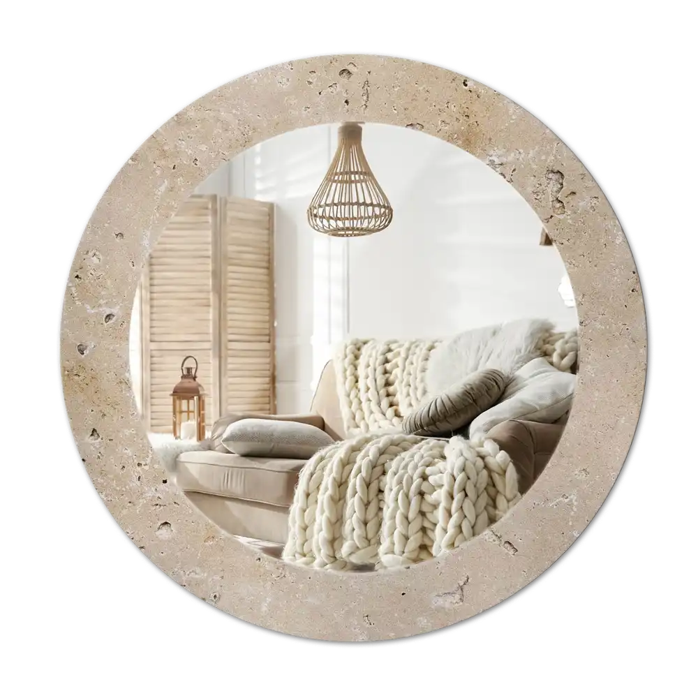 Round decorative mirror Stone imitation