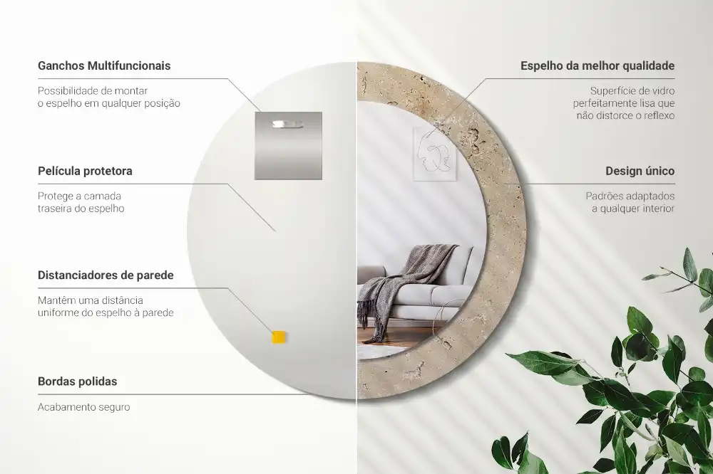 Round decorative mirror Stone imitation