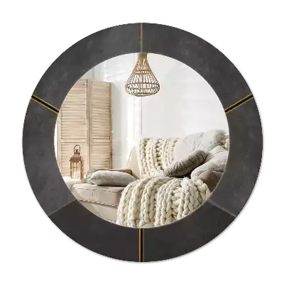 Round wall mirror decor Gray triangles