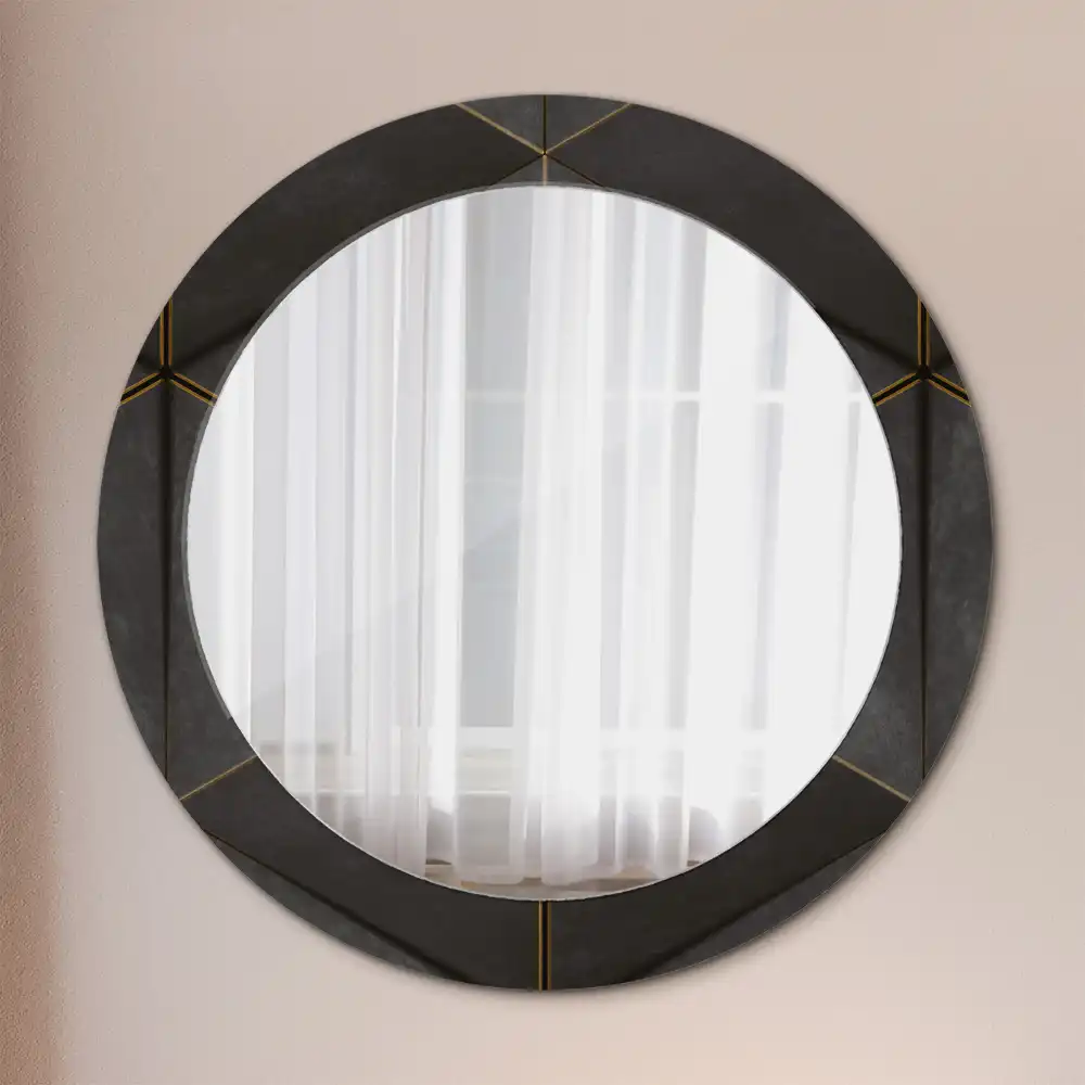 Round wall mirror decor Gray triangles
