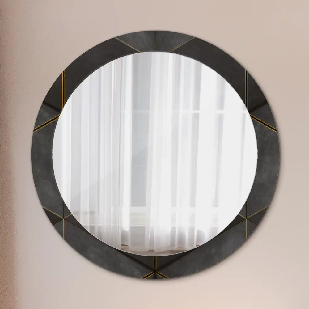 Round wall mirror decor Gray triangles