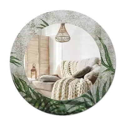 Round mirror frame with print Fern leaves