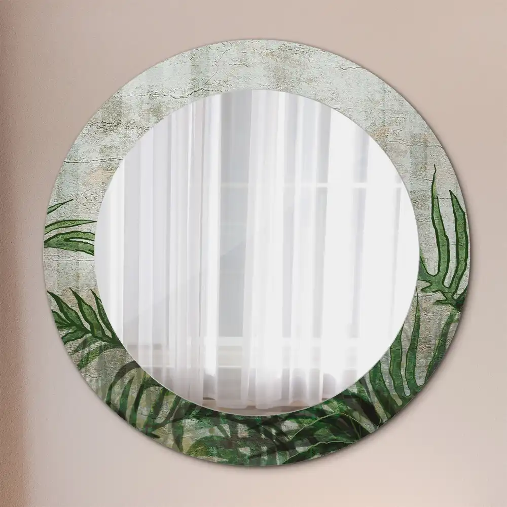 Round mirror frame with print Fern leaves