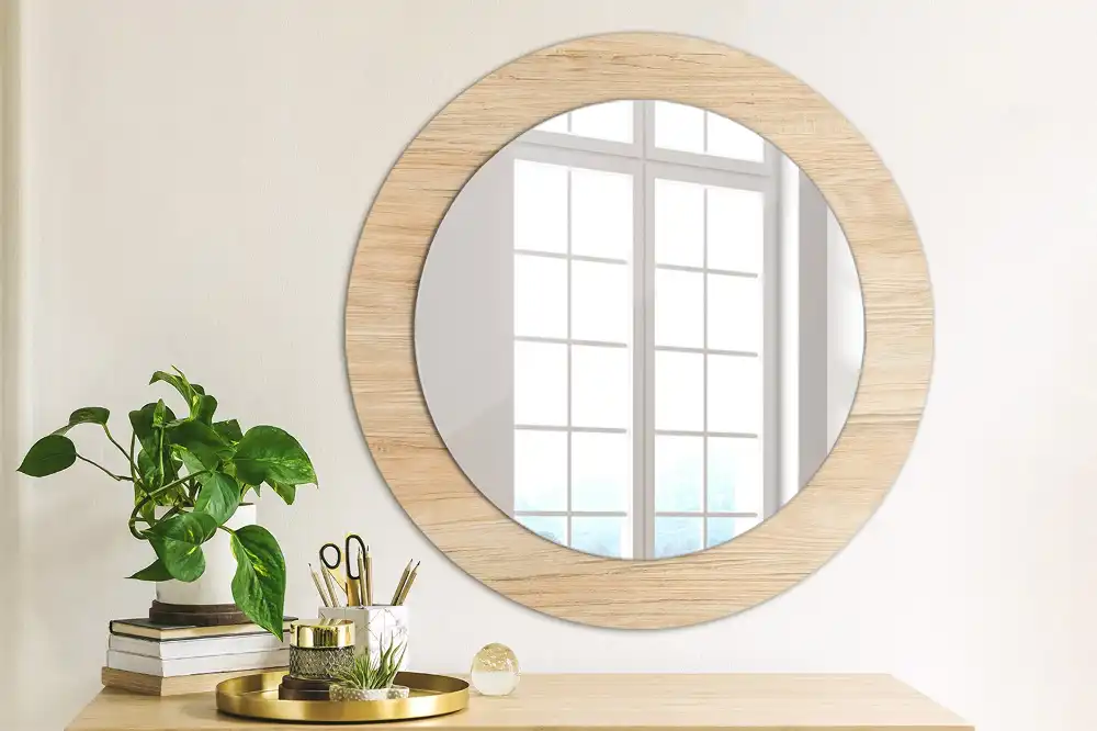 Round wall mirror decor Wood