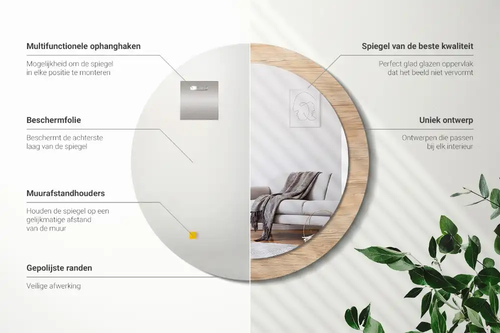 Round wall mirror decor Wood