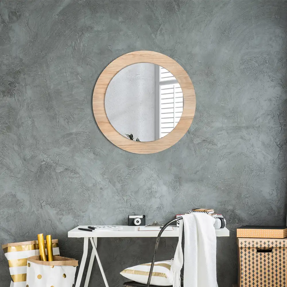 Round wall mirror decor Wood