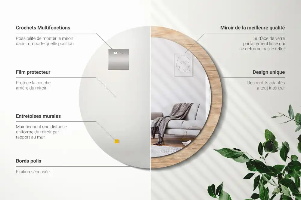 Round wall mirror decor Wood