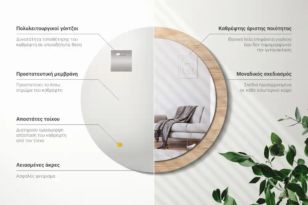 Round wall mirror decor Wood