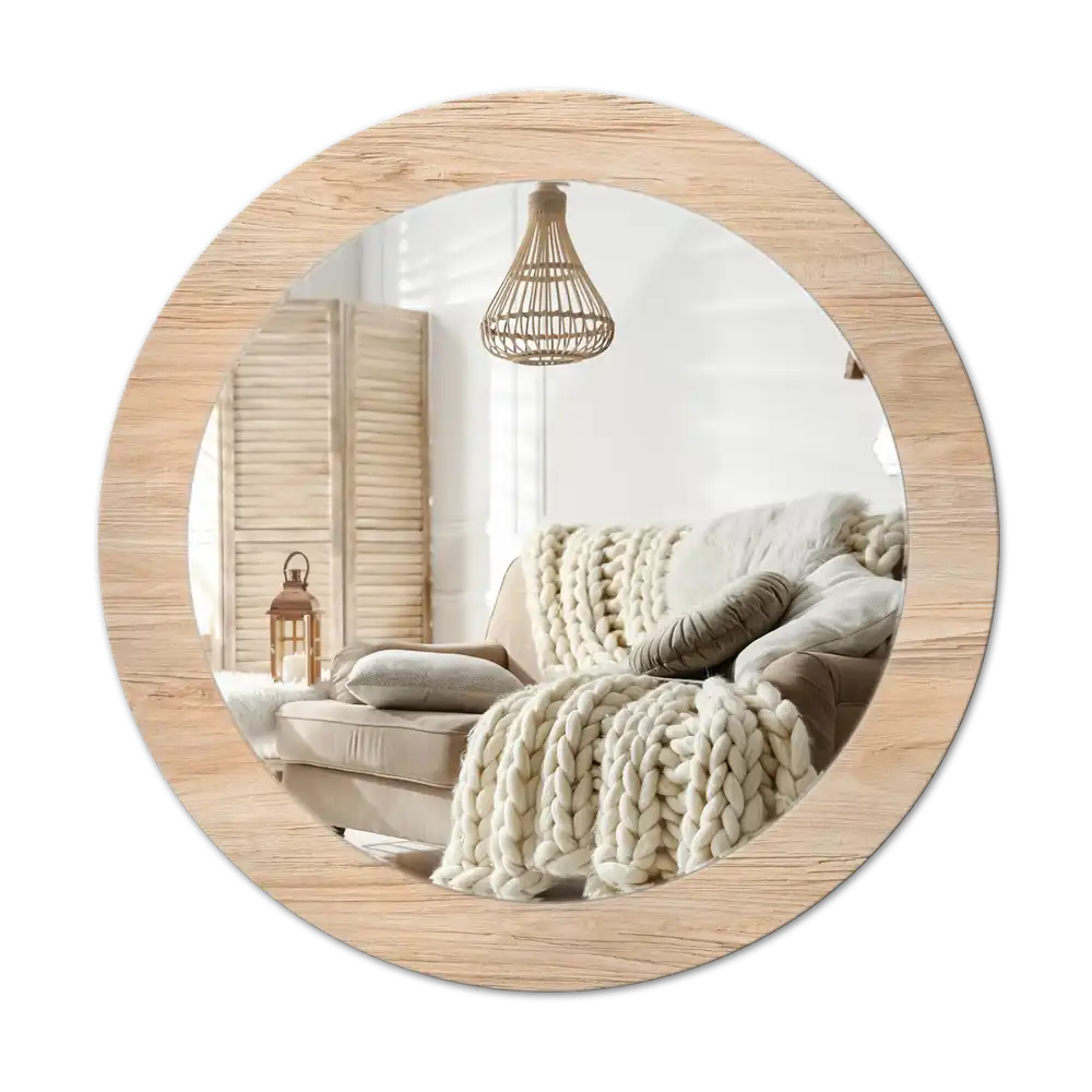 Round wall mirror decor Wood