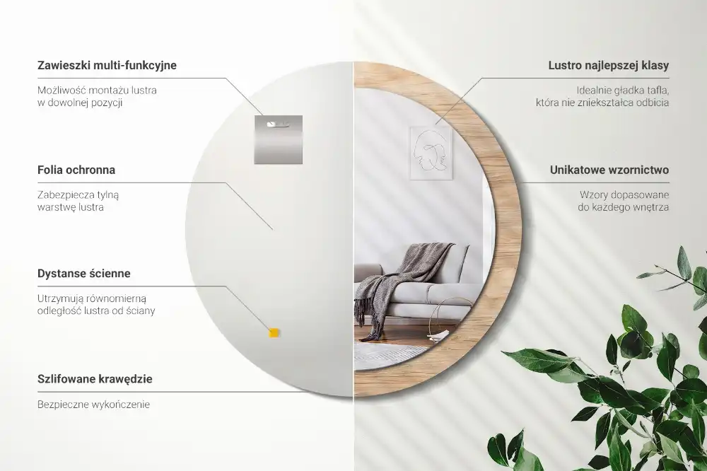 Round wall mirror decor Wood