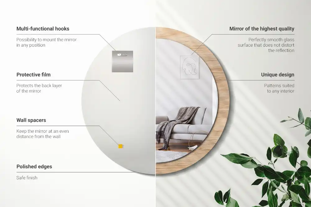 Round wall mirror decor Wood