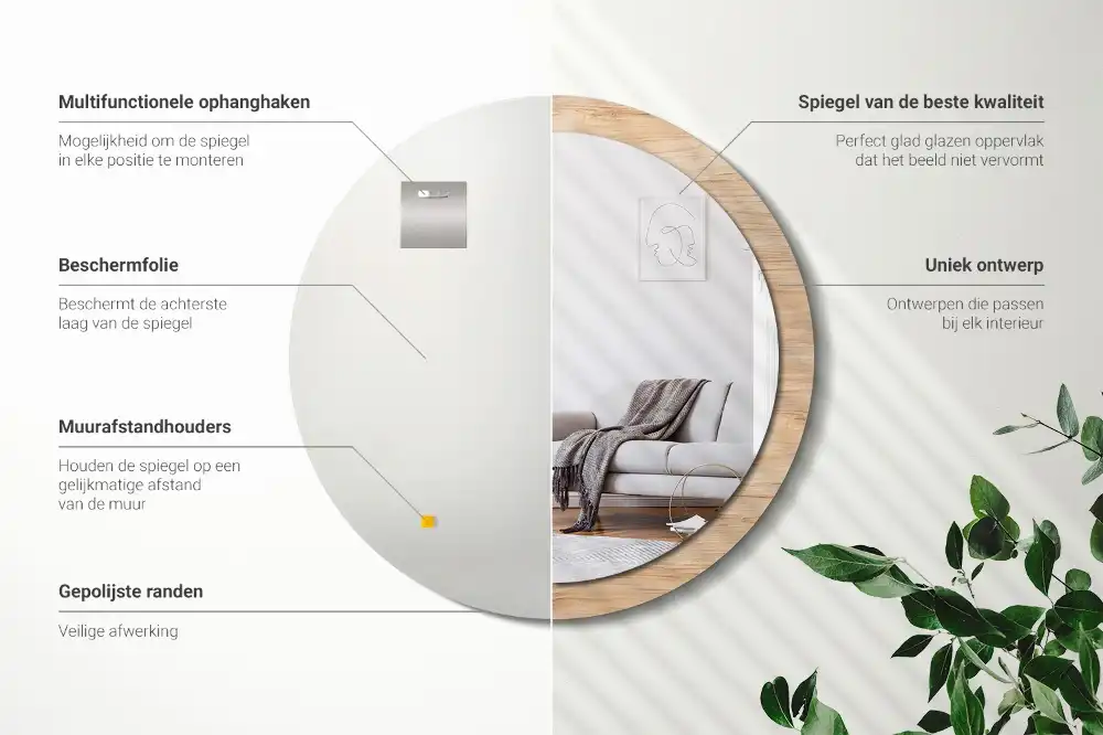 Round wall mirror decor Wood