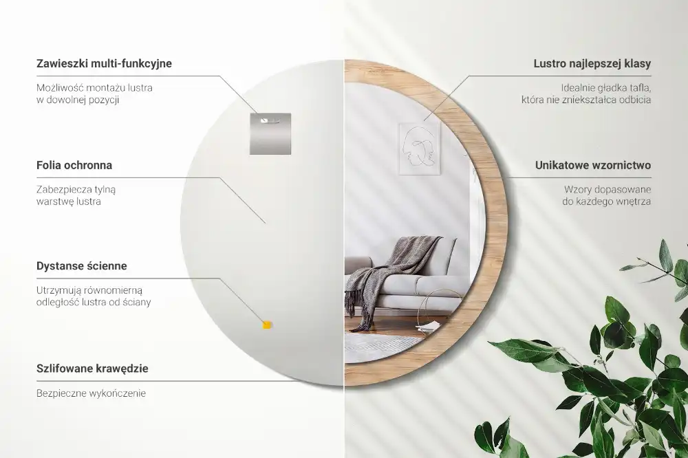 Round wall mirror decor Wood