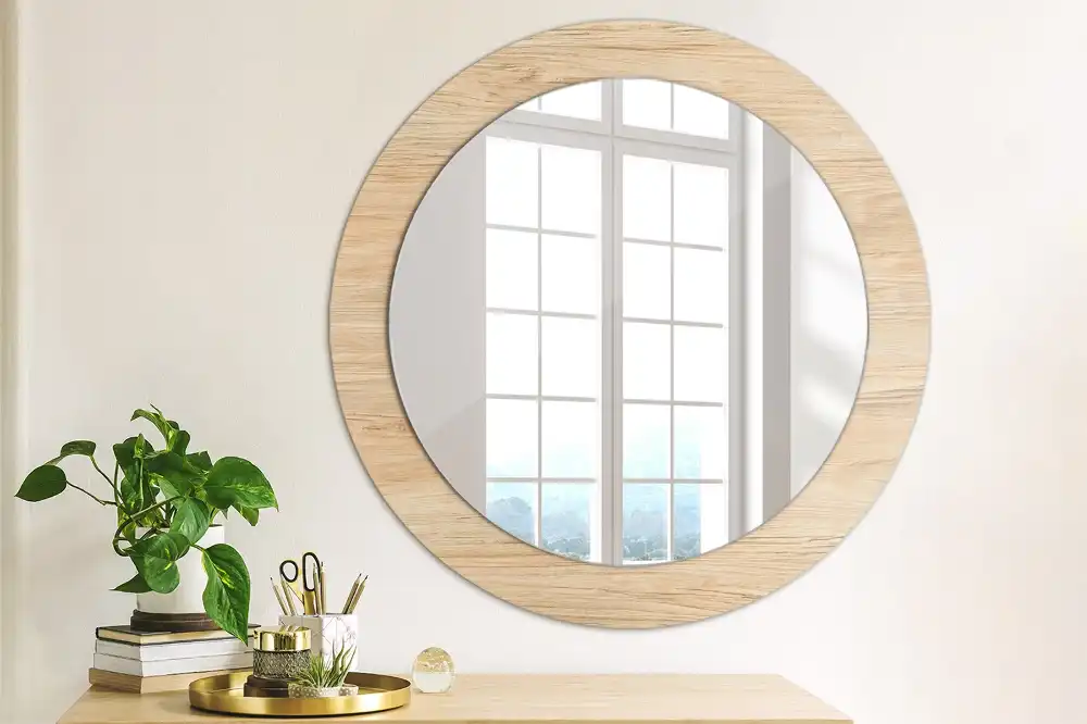 Round wall mirror decor Wood