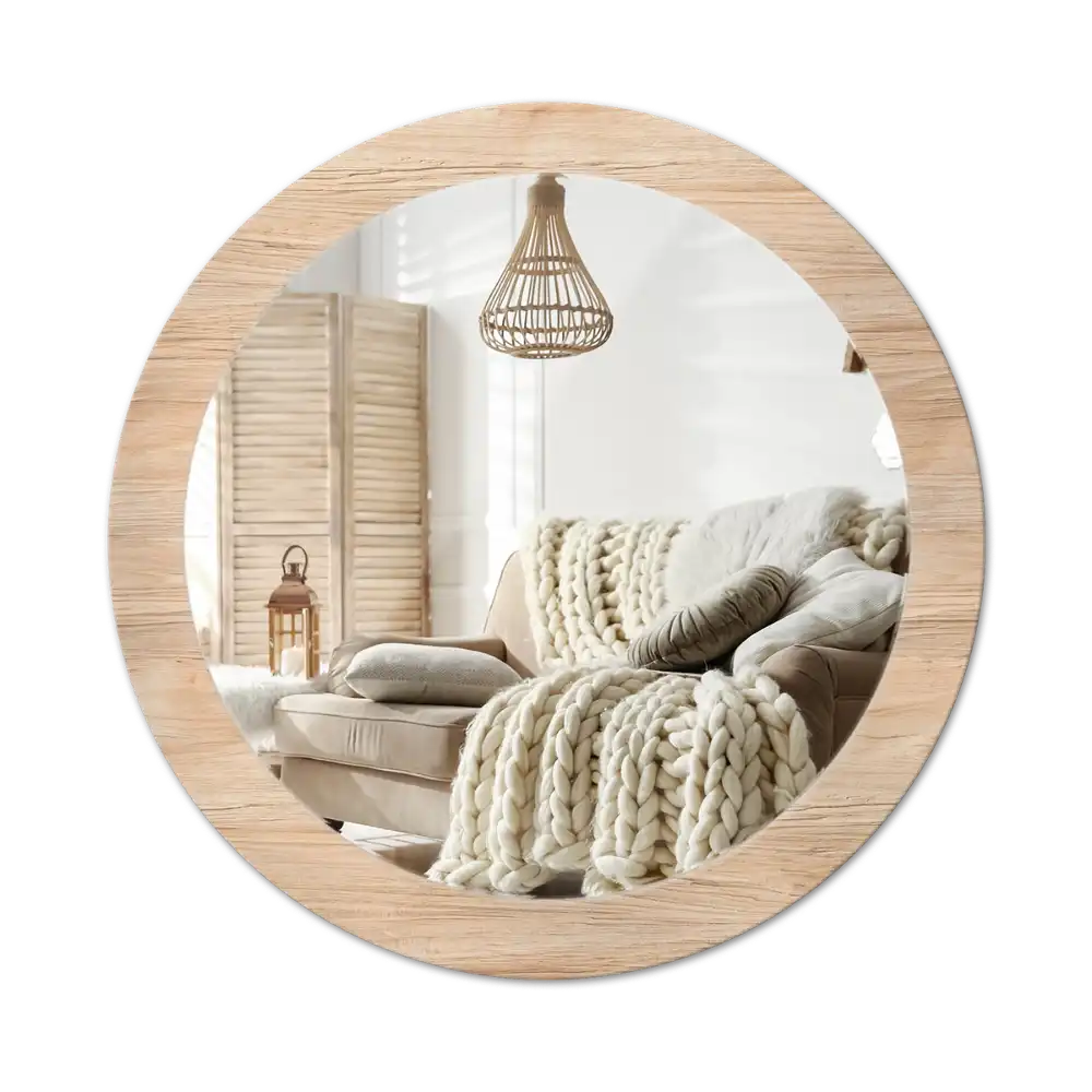 Round wall mirror decor Wood