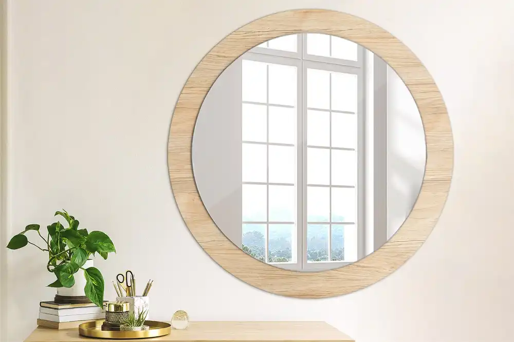 Round wall mirror decor Wood