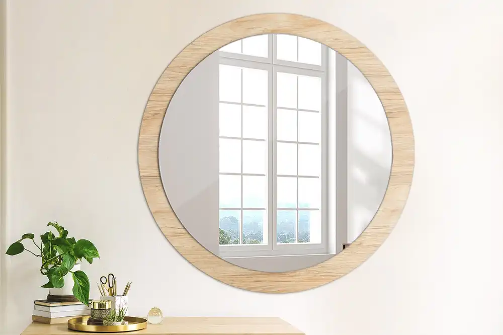 Round wall mirror decor Wood