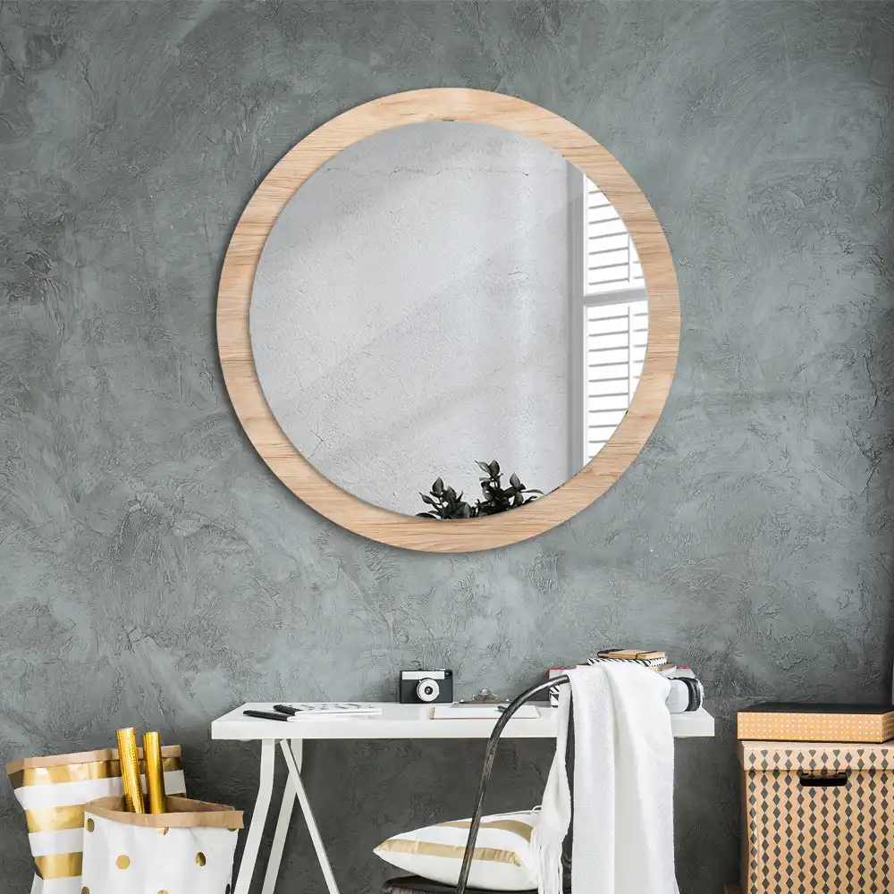 Round wall mirror decor Wood