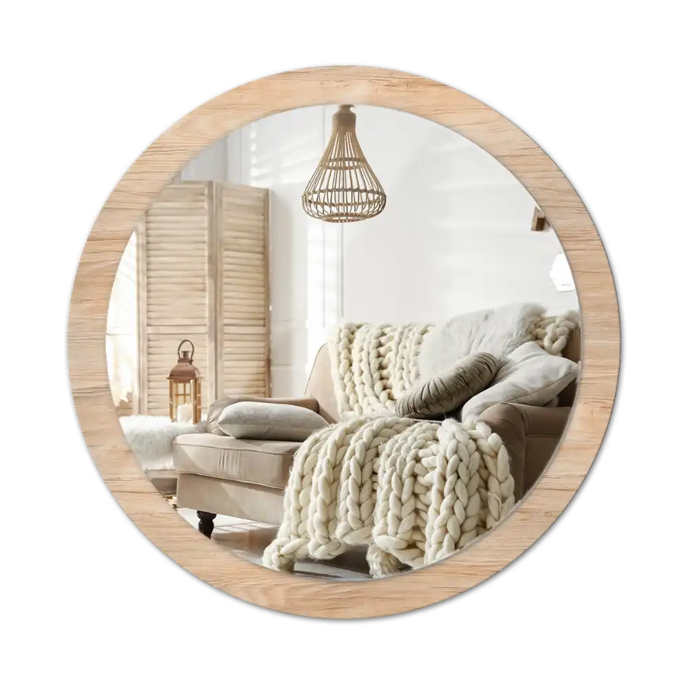 Round wall mirror decor Wood