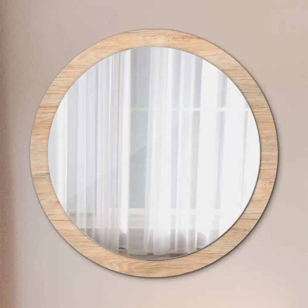 Round wall mirror decor Wood