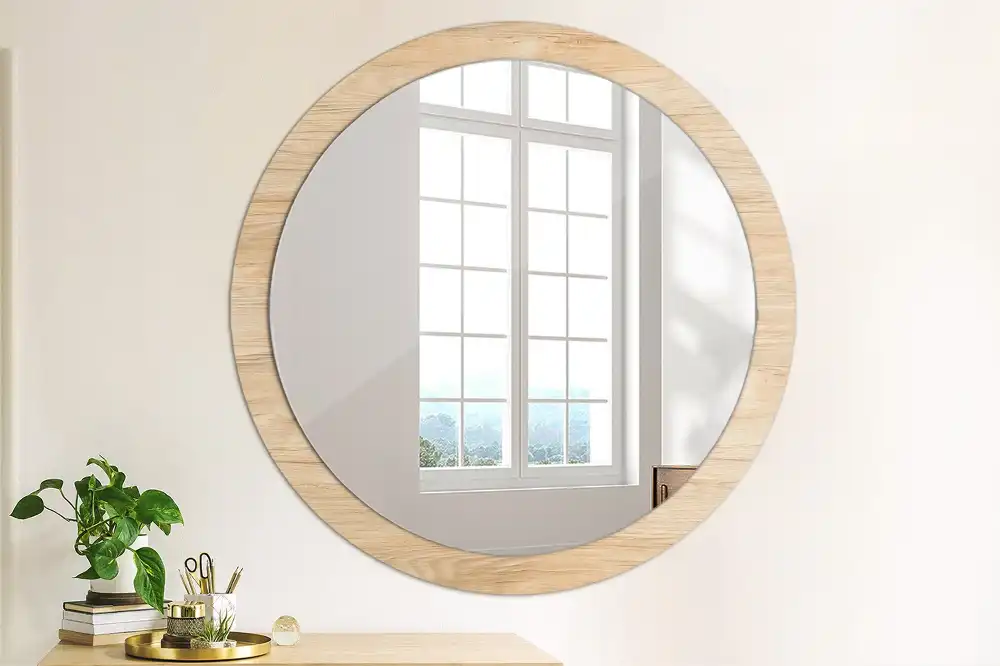 Round wall mirror decor Wood