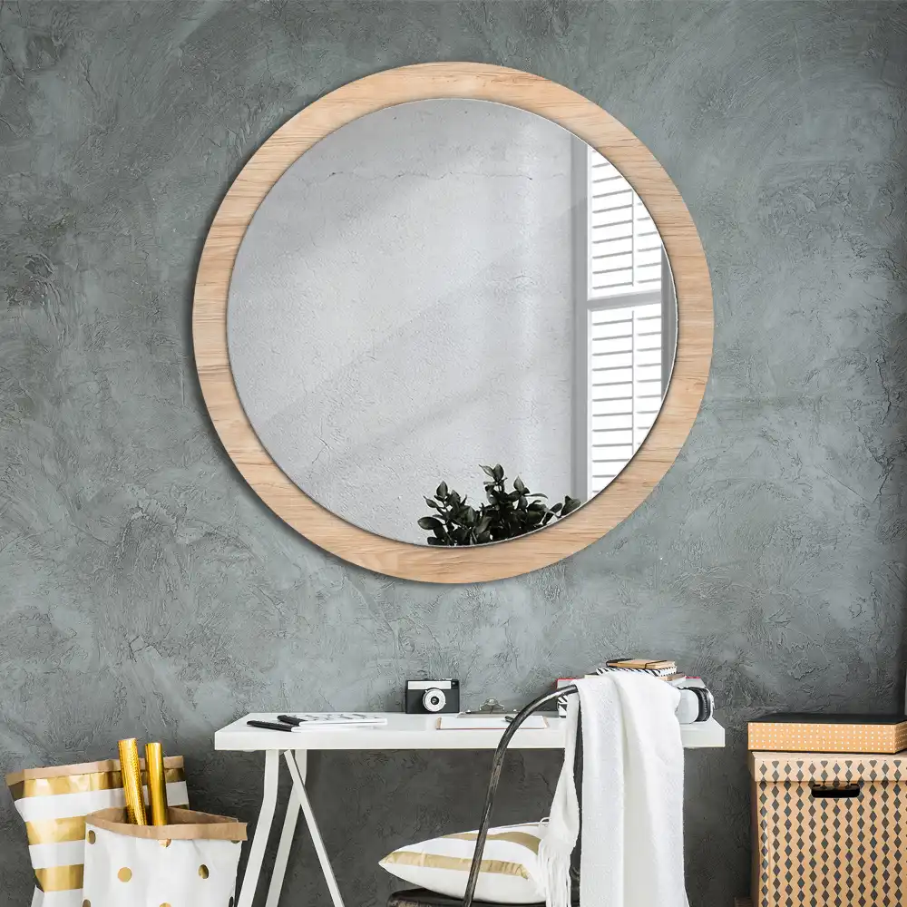 Round wall mirror decor Wood