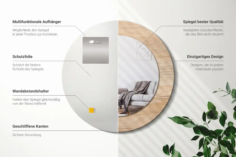 Round wall mirror decor Wood