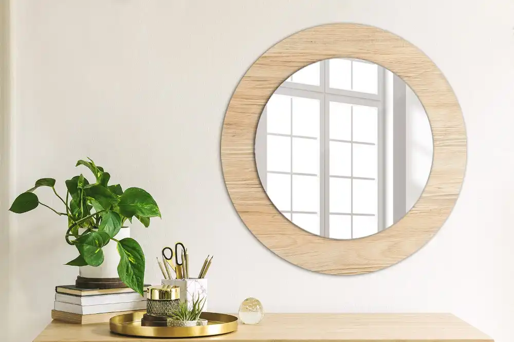 Round wall mirror decor Wood