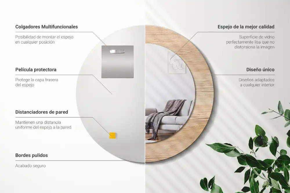 Round wall mirror decor Wood