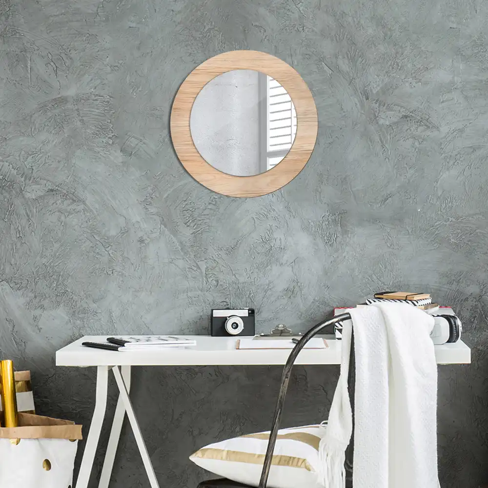 Round wall mirror decor Wood