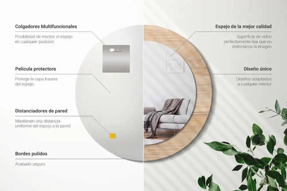 Round wall mirror decor Wood