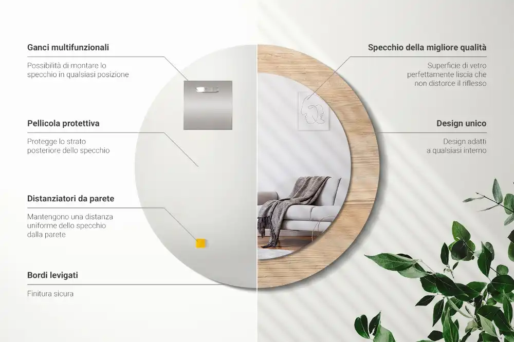 Round wall mirror decor Wood