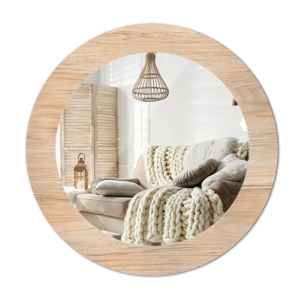 Round wall mirror decor Wood