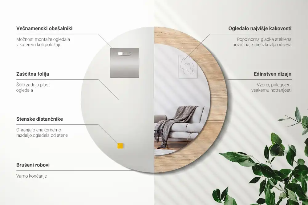 Round wall mirror decor Wood