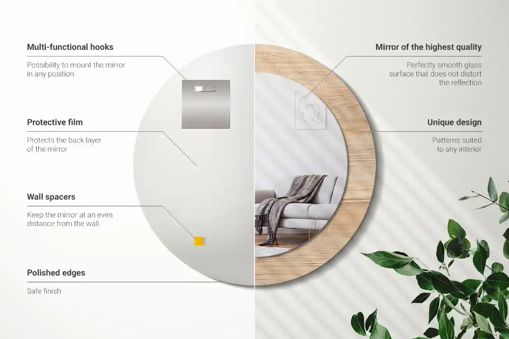 Round wall mirror decor Wood