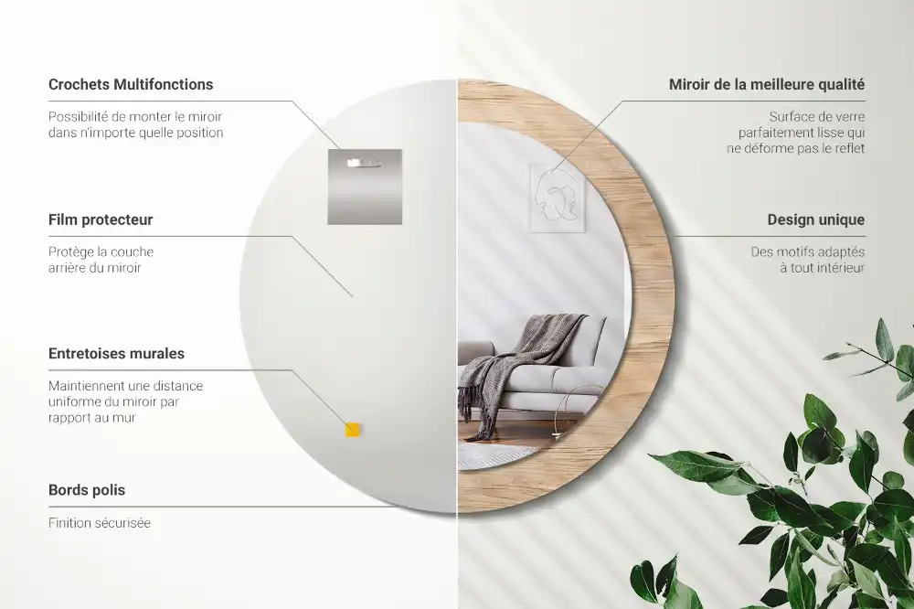 Round wall mirror decor Wood