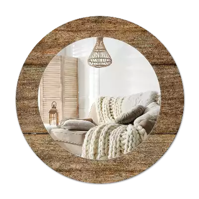 Round mirror frame with print Old wood