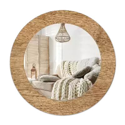 Round mirror frame with print Wood texture